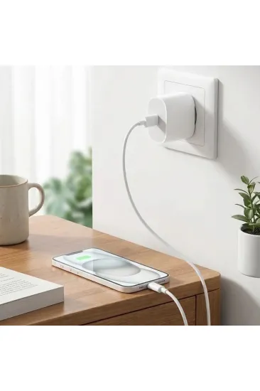 20W Hızlı Şarj Adaptörü USB-C to Lightning Kablolu – PD Destekli Süper Hızlı Şarj Cihazı (5637)