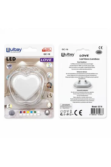 10 ADET KALP LEDLİ GECE LAMBASI GC-16 (5637)