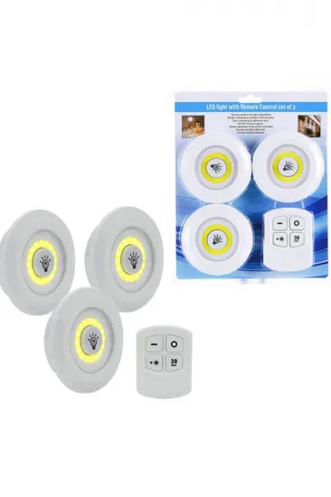 3lü Uzaktan Kumandalı Yapışkanlı Kablosuz Led Spot Lambalar (5637) 3lü Uzaktan Kumandalı Yapışkanlı Kablosuz Led Spot Lambalar (5637)
