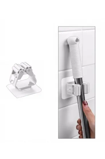1 Adet Yapışkanlı Pratik Mop Tutucu Beyaz (5637)
