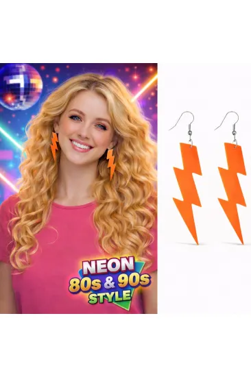 80’ler 90'lar Retro Neon Turuncu Şimşek Küpe 10 cm (5637) 80’ler 90'lar Retro Neon Turuncu Şimşek Küpe 10 cm (5637)