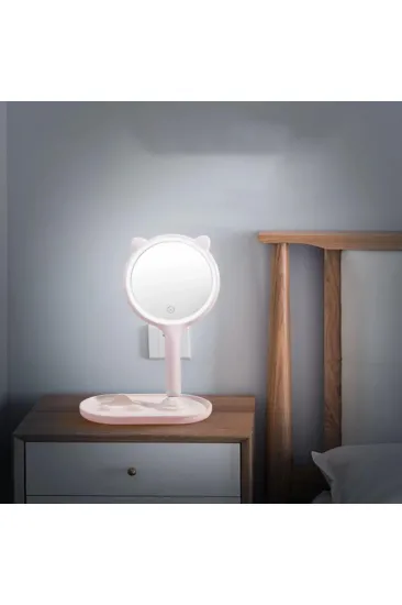 Kedi Kulaklı Telefon Standlı Yuvarlak Dokunmatik Led Ayarlı Masa Üstü Makyaj Aynası (5637) Kedi Kulaklı Telefon Standlı Yuvarlak Dokunmatik Led Ayarlı Masa Üstü Makyaj Aynası (5637)