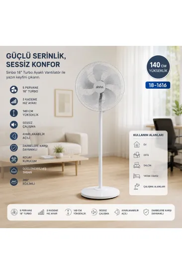 BEYAZ 5 PERVANE - 18 INC EV - OFİS KOMPAKT - SESSİZ - ÜÇ KADEME 140CM YÜKSEKLİK AYAKLI VANTİLATÖR SF-6798 (5637) BEYAZ 5 PERVANE - 18 INC EV - OFİS KOMPAKT - SESSİZ - ÜÇ KADEME 140CM YÜKSEKLİK AYAKLI VANTİLATÖR SF-6798 (5637)