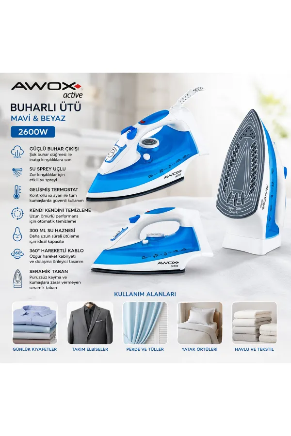 AWOX ACTİVE BUHARLI ÜTÜ 2600 WATT (5637) AWOX ACTİVE BUHARLI ÜTÜ 2600 WATT (5637)