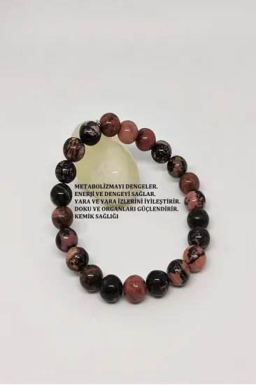 Sertifikalı 8 Mm Rodonit Doğaltaş Bileklik Sertifikalı 8 Mm Rodonit Doğaltaş Bileklik