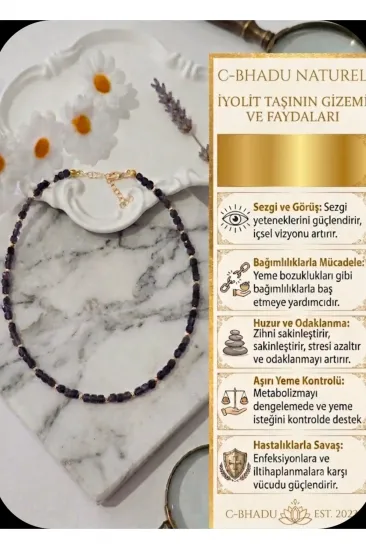 SERTİFİKALI KÜP İYOLİT DOĞALTAŞ KOLYE