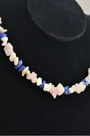SERTİFİKALI Lapis Lazuli, , Ay Taşı, Pembe Kuvars Kırıktaş Doğaltaş Kolye SERTİFİKALI Lapis Lazuli, , Ay Taşı, Pembe Kuvars Kırıktaş Doğaltaş Kolye