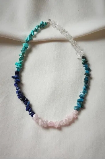 SERTİFİKALI Terazi Burcu Doğaltaş Kolye (kristal Kuvars, Pembe Kuvars, Turkuaz, Apatit, Lapis Lazuli SERTİFİKALI Terazi Burcu Doğaltaş Kolye (kristal Kuvars, Pembe Kuvars, Turkuaz, Apatit, Lapis Lazuli