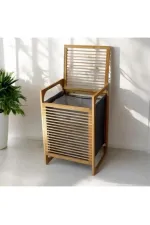 Orta Boy Ahşap Bambu Kirli Sepeti 40x35x60 Orta Boy Ahşap Bambu Kirli Sepeti 40x35x60