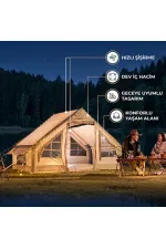 6 Kişilik Şişme Kamp Çadırı - 4 Mevsim - Dev İç Hacim