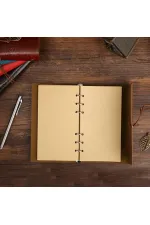 Yeşil Yaprak Desenli Deri Defter