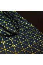 Siyah Geometrik Desenli Mini Boy Karton Hediye Çantası