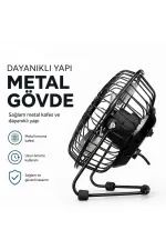 Masaüstü Mini USB Fan - Metal Gövdeli - Ultra Sessiz Masaüstü Mini USB Fan - Metal Gövdeli - Ultra Sessiz