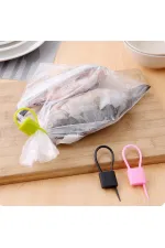 Kilit Şeklinde Silikon Kablo ve Poşet Bağlama Aparatı (3'lü Set)