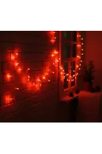 Damla Uçlu Kırmızı Dekoratif Işık 10 Metre 100 LED Damla Uçlu Kırmızı Dekoratif Işık 10 Metre 100 LED