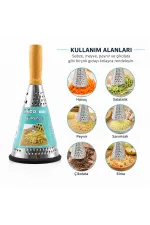 Huni Model Rende - 3 Bölümlü - Paslanmaz Çelik - Ahşap Bambu Saplı - Silikon Taban Huni Model Rende - 3 Bölümlü - Paslanmaz Çelik - Ahşap Bambu Saplı - Silikon Taban