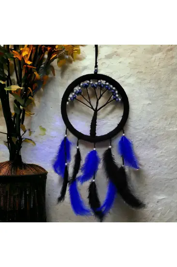 Mavi İncili Hayat Ağacı Dream Catcher Mavi İncili Hayat Ağacı Dream Catcher