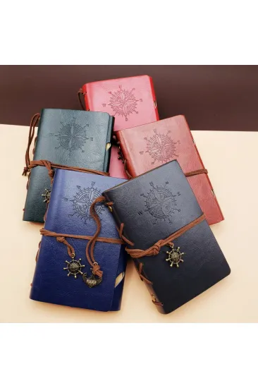 Pusula Tasarımlı Deri Defter - Değiştirilebilir Sayfalı - Vintage Ajanda Pusula Tasarımlı Deri Defter - Değiştirilebilir Sayfalı - Vintage Ajanda