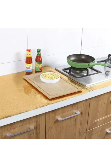 Yapışkanlı Gold Mutfak Tezgah Folyosu Yapışkanlı Gold Mutfak Tezgah Folyosu