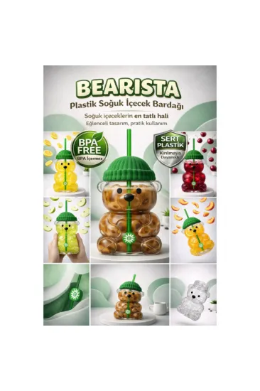 Bearista Plastik Soğuk İçecek Bardağı Bearista Plastik Soğuk İçecek Bardağı