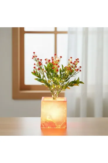 Pembe Saksılı LED Yapay Çiçek Pembe Saksılı LED Yapay Çiçek