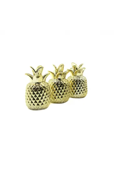 Ananas Tasarımlı Biblo - Mini Boy - Seramik - Parlak Altın - Dekoratif Süs Ananas Tasarımlı Biblo - Mini Boy - Seramik - Parlak Altın - Dekoratif Süs