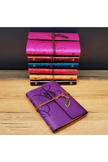 Yaprak Desenli Deri Defter Asorti Yaprak Desenli Deri Defter Asorti