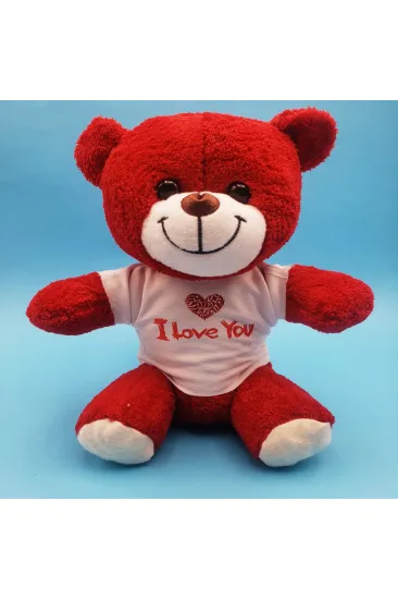 Kırmızı I Love You Tişörtlü Peluş Ayıcık Kırmızı I Love You Tişörtlü Peluş Ayıcık