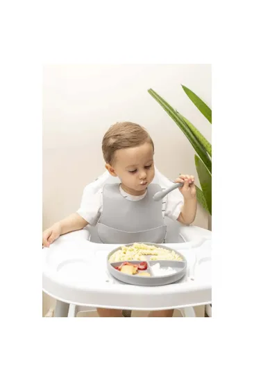 Gri 3’lü Silikon Yemek Seti – Önlük + Diş Kaşıyıcılı Kaşık + Vakumlu Tabak Gri 3’lü Silikon Yemek Seti – Önlük + Diş Kaşıyıcılı Kaşık + Vakumlu Tabak