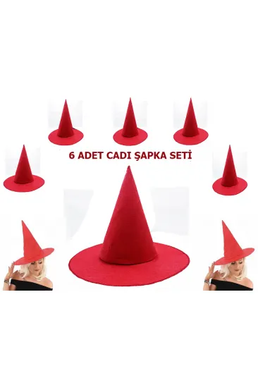 Kırmızı Keçe Cadı Şapkası Yetişkin-Çocuk Uyumlu Kırmızı Keçe Cadı Şapkası Yetişkin-Çocuk Uyumlu