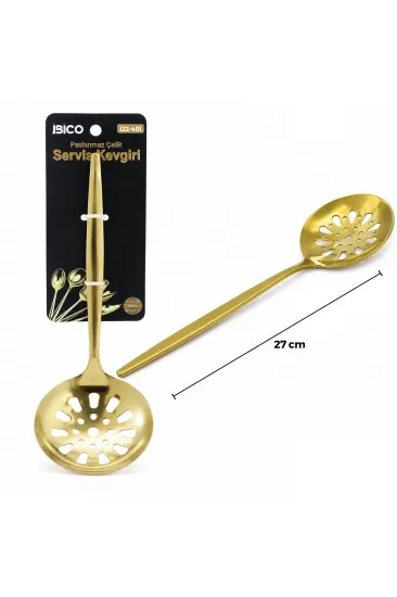 Metal Servis Kevgiri - 27 cm - Gold Renk Metal Servis Kevgiri - 27 cm - Gold Renk