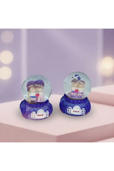 Işıklı Mini Boy Kar Küresi - Pilli - Romantik Çift Temalı - Hediyelik Işıklı Mini Boy Kar Küresi - Pilli - Romantik Çift Temalı - Hediyelik