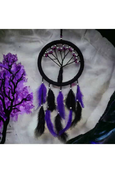 Mor İncili Hayat Ağacı Dream Catcher Mor İncili Hayat Ağacı Dream Catcher