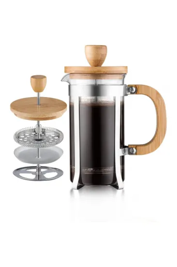 Ahşap Detaylı 600 ml Cam French Press Ahşap Detaylı 600 ml Cam French Press