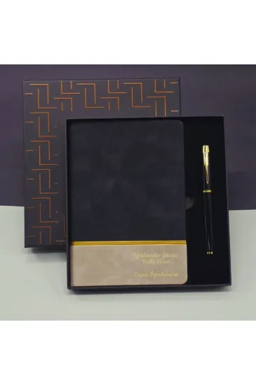 Öğretmenler Günü Özel Siyah Deri Defter Ve Metal Roller Kalem Hediye Seti Öğretmenler Günü Özel Siyah Deri Defter Ve Metal Roller Kalem Hediye Seti