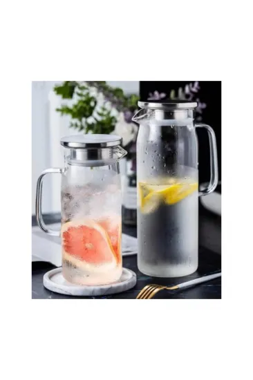 1500 ml Borosilikat Cam Su Sürahisi - Metal Kapaklı ve Isıya Dayanıklı 1500 ml Borosilikat Cam Su Sürahisi - Metal Kapaklı ve Isıya Dayanıklı