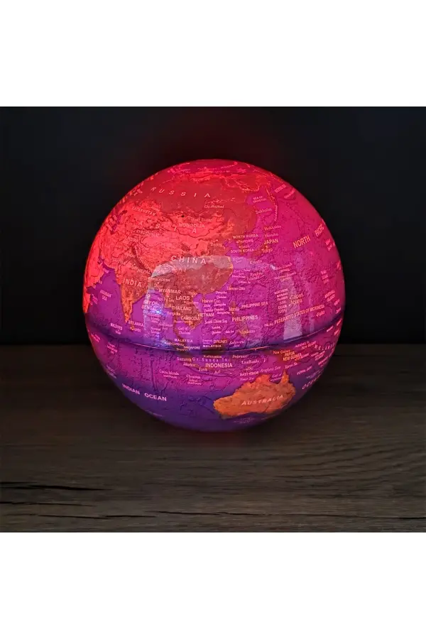 360 Derece Dönen LED Işıklı Mavi Dünya Küresi 360 Derece Dönen LED Işıklı Mavi Dünya Küresi