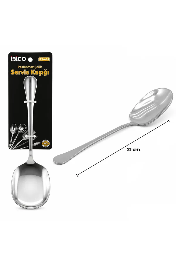 Metal Servis Kaşığı - 21 cm - Krom Renk