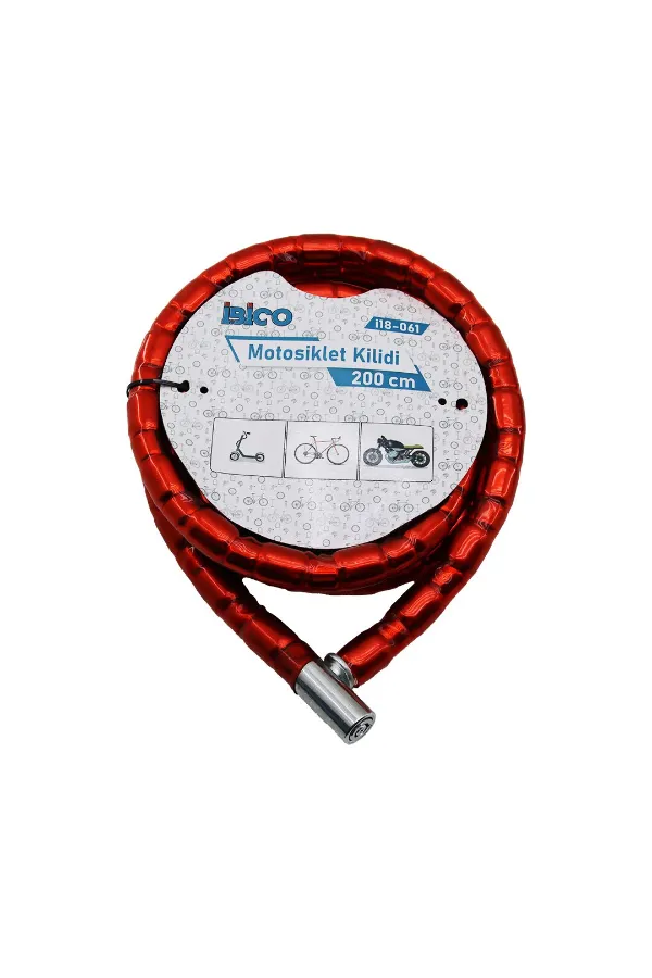 Kırmızı Motor Bisiklet Kilidi 22 mm x 200 cm Kırmızı Motor Bisiklet Kilidi 22 mm x 200 cm