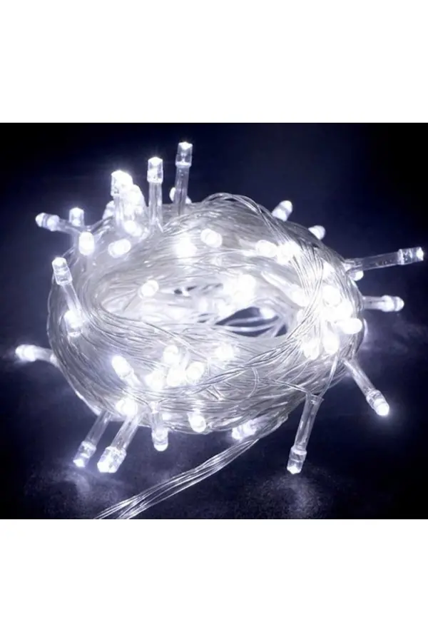 10m 100 Led Boncuk Lamba Beyaz Işık Şeffaf Kablo 10m 100 Led Boncuk Lamba Beyaz Işık Şeffaf Kablo