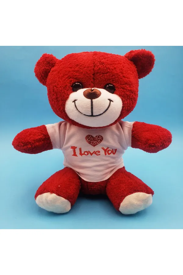 Kırmızı I Love You Tişörtlü Peluş Ayıcık Kırmızı I Love You Tişörtlü Peluş Ayıcık
