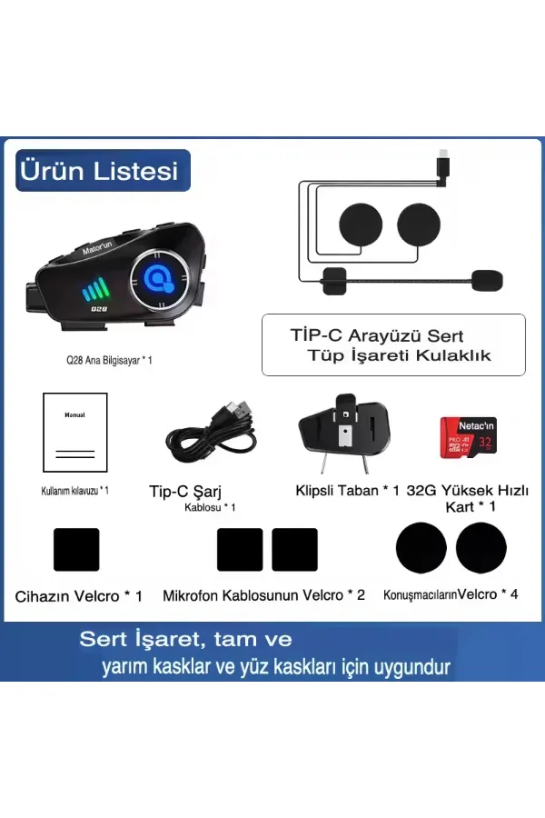 Q28 Kameralı Motosiklet Kask Kulaklığı Q28 Kameralı Motosiklet Kask Kulaklığı