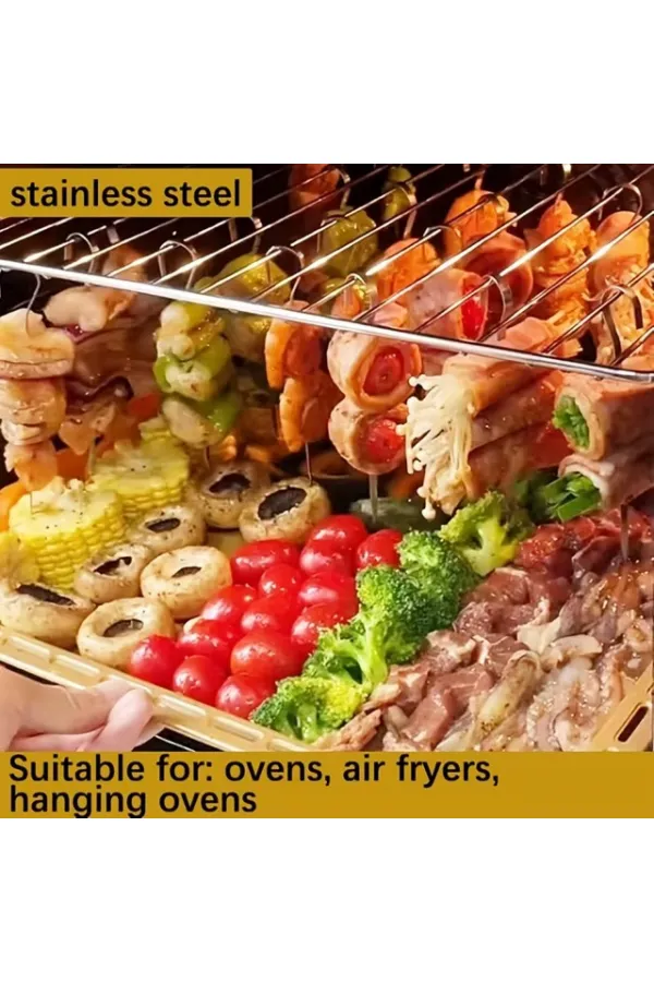 10'lu Paslanmaz Çelik Şiş Seti (20 cm) - Airfryer &amp; Mangal