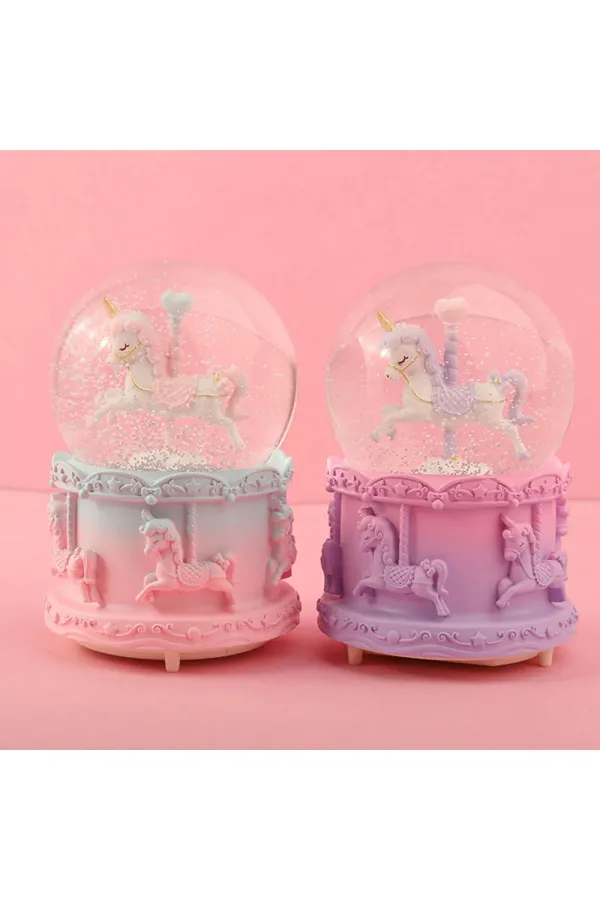 Orta Boy Müzikli Unicorn Kar Küresi Orta Boy Müzikli Unicorn Kar Küresi