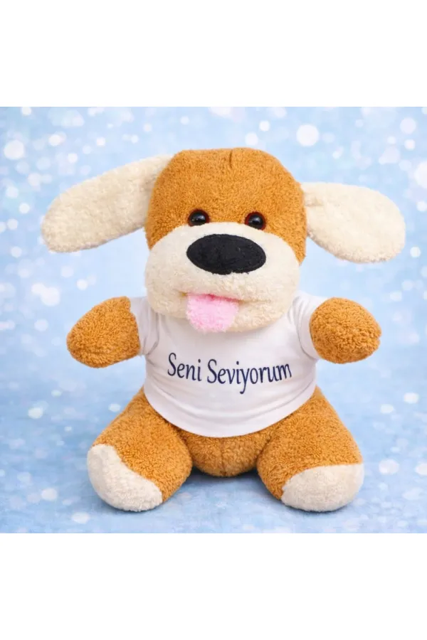 Seni Seviyorum Tişörtlü Sevimli Peluş Köpek