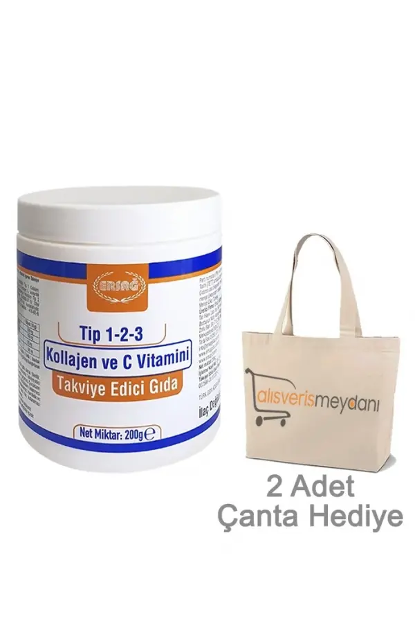 Ersağ Kollajen (Tip 1-2-3) ve C Vitamini - 200 GR Ersağ Kollajen (Tip 1-2-3) ve C Vitamini - 200 GR