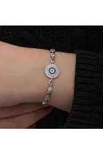 Gümüş Baget Taşlı Nazar Kadın Bileklik Gümüş Baget Taşlı Nazar Kadın Bileklik