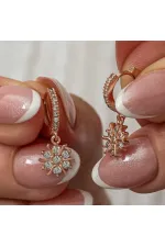 Gümüş Rose Sallantılı Güneş Kadın Küpe Gümüş Rose Sallantılı Güneş Kadın Küpe