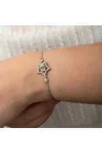 Gümüş Baget Taşlı Yıldız Kadın Bileklik Gümüş Baget Taşlı Yıldız Kadın Bileklik