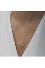 Gümüş Rose Bombeli Kalp Kadın Kolye Gümüş Rose Bombeli Kalp Kadın Kolye